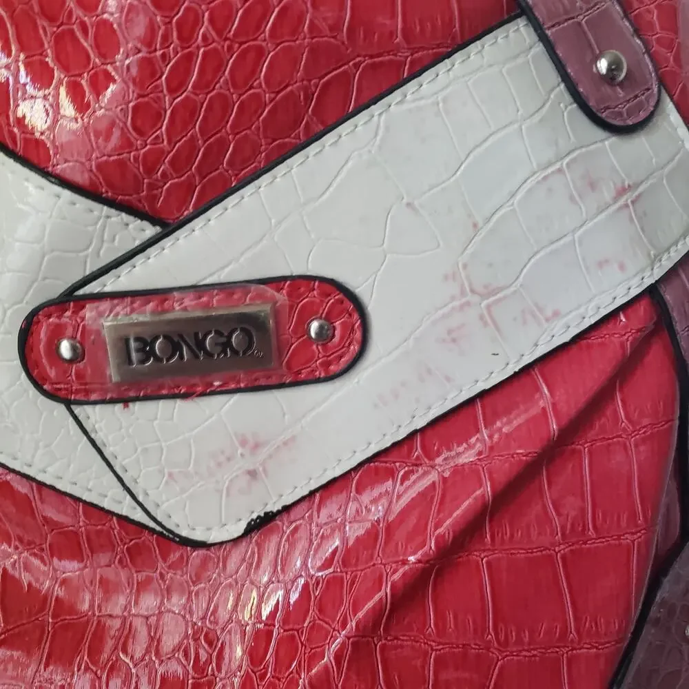 Vintage Y2K Bongo Hobo Shoulder Bag NWT Kmart Faux Croc Pink Red White Purse Zip